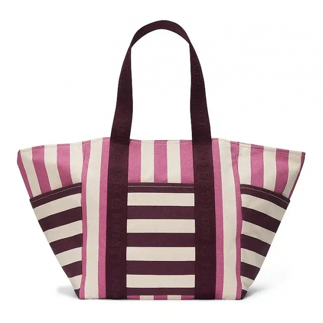 Сумка пляжна Victoria’s Secret Multicolor Stripes Tote Bag, Кольорова смужка з лого VS