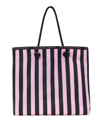 Сумка Victoria’s Secret Reversible Navy & Pink Floral Tote, Рожева смужка та квіти