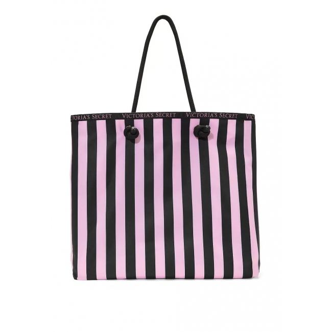 Сумка Victoria’s Secret Reversible Navy & Pink Floral Tote, Рожева смужка та квіти