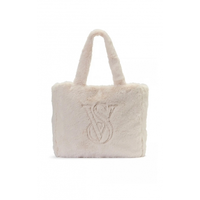 Сумка зі штучного хутра Victoria’s Secret Victoria’s Secret Faux-Fur Tote, Кремова