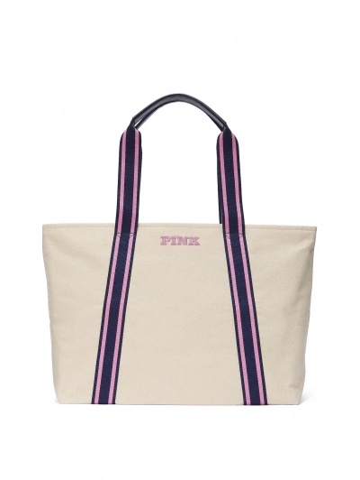 Сумка пляжна Victoria’s Secret Signature Canvas Tote Bag, Бежева