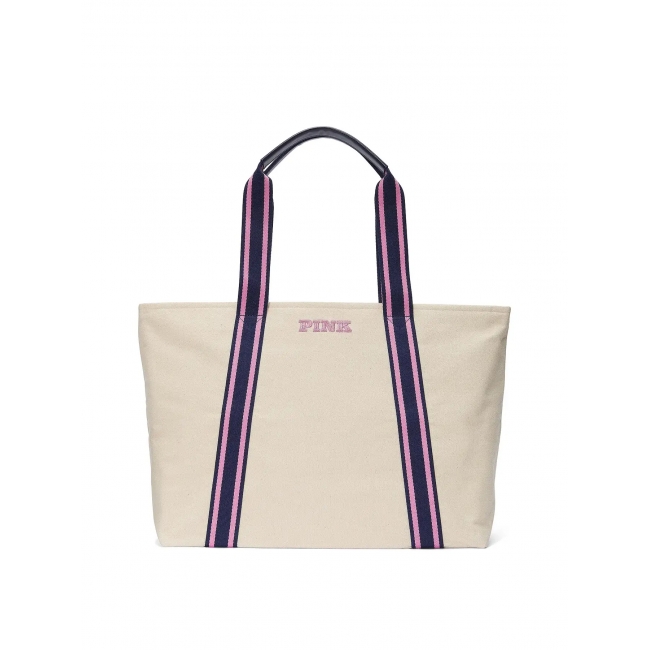 Сумка пляжна Victoria’s Secret Signature Canvas Tote Bag, Бежева