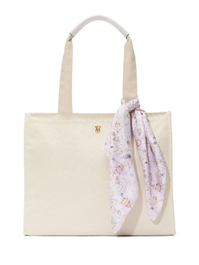 Сумка пляжна Victoria’s Secret Floral Embossed Bag, Молочного кольору