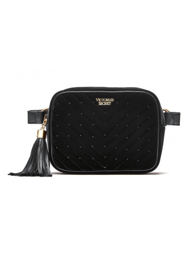 Сумка Victoria's Secret Velvet Stud Belt Bag, чорна