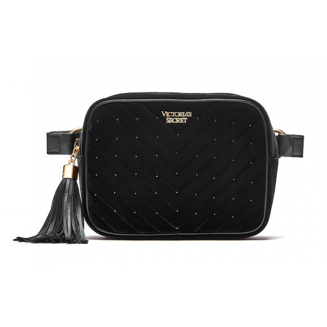 Сумка Victoria's Secret Velvet Stud Belt Bag, чорна