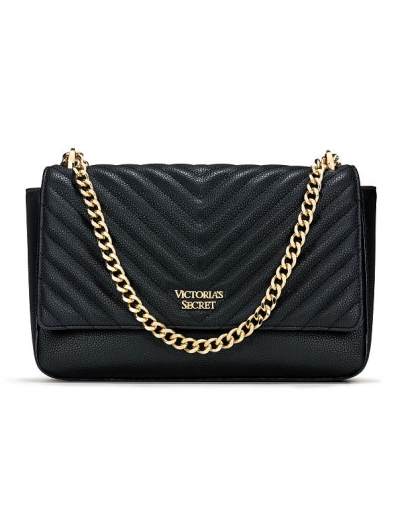 Сумочка Victoria's Secret Pebbled V-Quilt Street Shoulder Bag, Ribbed Black