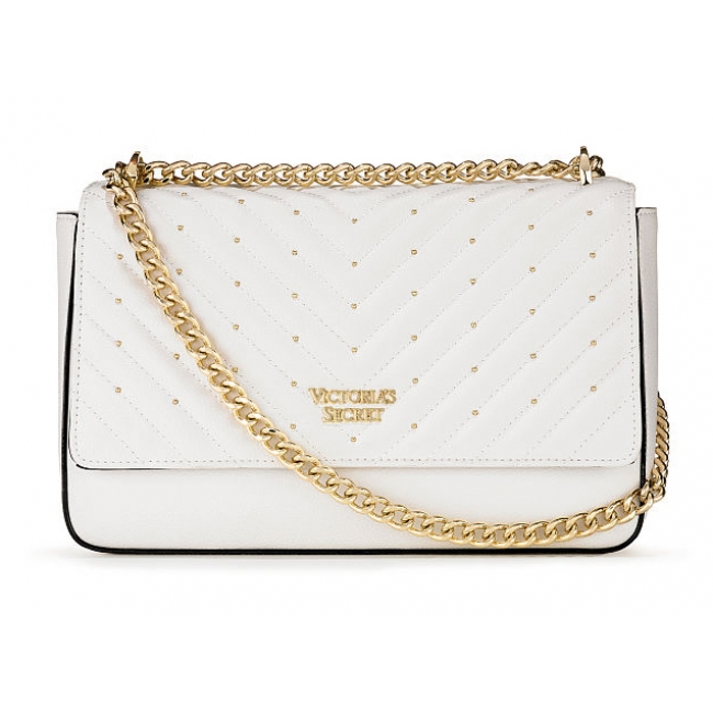 Сумочка Victoria's Secret Studded V-Quilt Bond Street Shoulder Bag, White