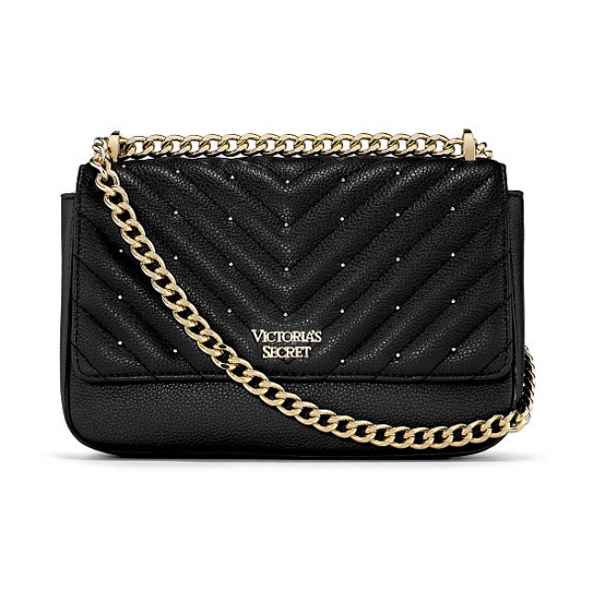 Сумочка Victoria's Secret Pebbled V-Quilt Small Street Shoulder Bag, Black Dots
