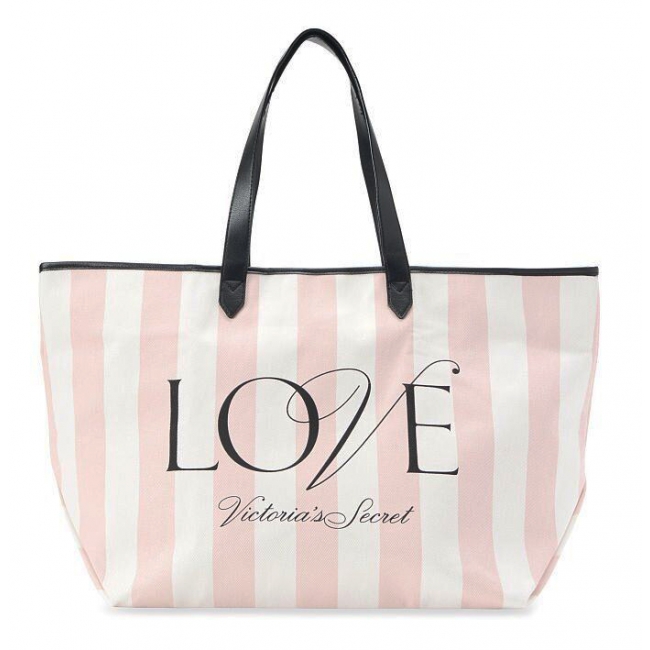 Сумка з рожевими смужками Victoria's Secret Stripe Tote
