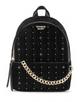 Рюкзак Victoria's Secret Velvet V-Quilt Small City Backpack, Black rhinestones