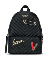 Рюкзак Victoria's Secret Pebbled V-Quilt Small City Backpack, Ribbed Black