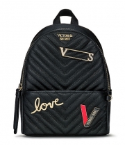 Рюкзак Victoria's Secret Pebbled V-Quilt Small City Backpack, Ribbed Black