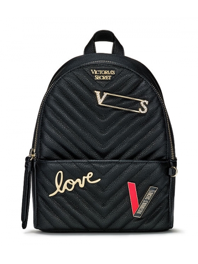 Рюкзак Victoria's Secret Pebbled V-Quilt Small City Backpack, Ribbed Black