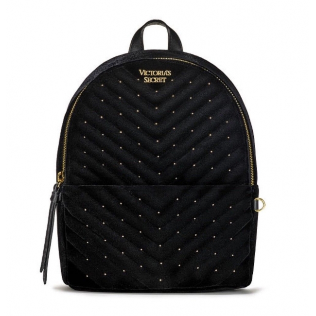 Рюкзак Victoria's Secret Velvet V-Quilt Small City Backpack, Gold dots