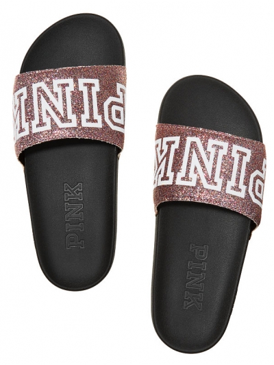 Пляжні сланці SINGLE STRAP SLIDE від PINK із написом