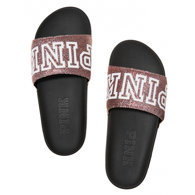 Пляжні сланці SINGLE STRAP SLIDE від PINK із написом