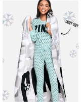 Плед з малюнком камуфляжним VICTORIA'S SECRET PINK Camo Sherpa Blanket