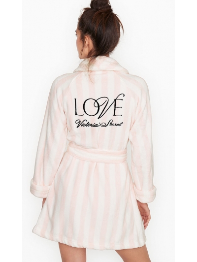 Халат Victoria's Secret Plush Short Cozy Robe, Pink Stripe