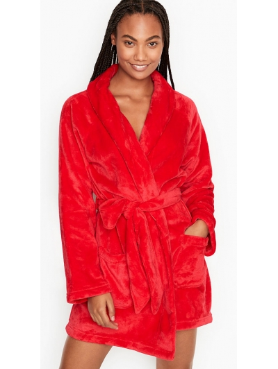 Халат Victoria's Secret Plush Short Cozy Robe, Red