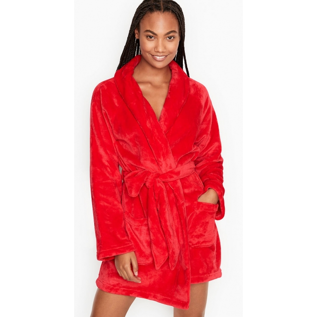 Халат Victoria's Secret Plush Short Cozy Robe, Red