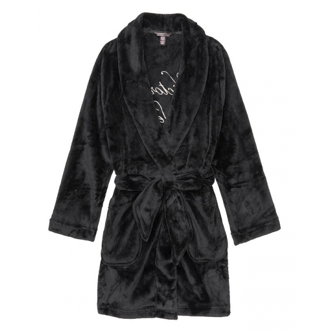 Халат Victoria's Secret Plush Short Cozy Robe, Black