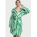 Халат Victoria's Secret Plush Short Cozy Robe, Green Stripe