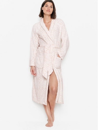 Халат Victoria's Secret Plush Long Robe, White Leopard