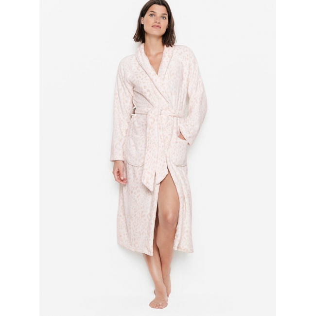 Халат Victoria's Secret Plush Long Robe, White Leopard