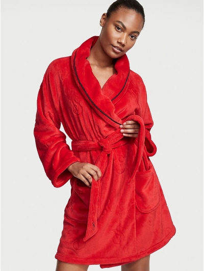 Халат Victoria's Secret Plush Short Cozy Robe, Red VS