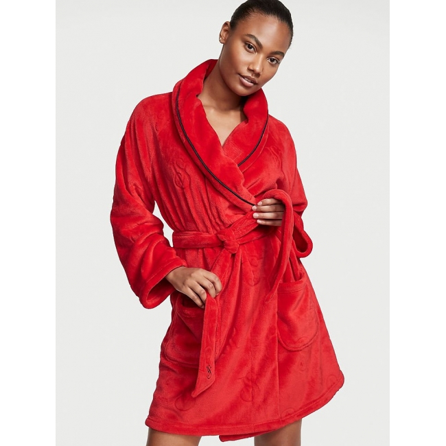 Халат Victoria's Secret Plush Short Cozy Robe, Red VS