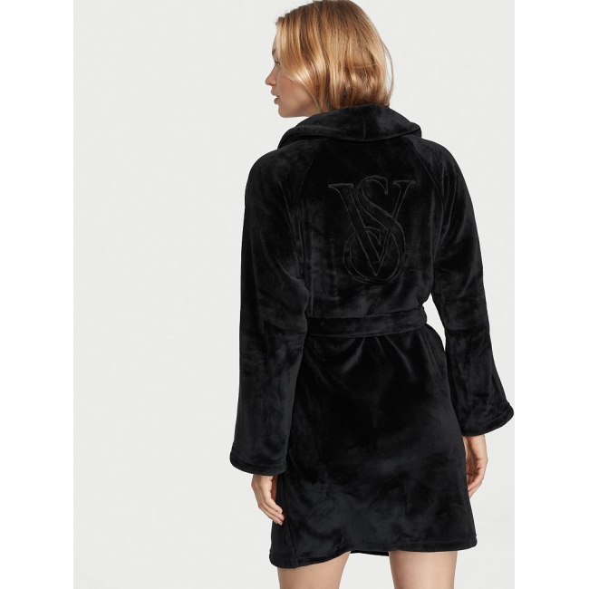 Халат Victoria's Secret Plush Short Cozy Robe, Black VS