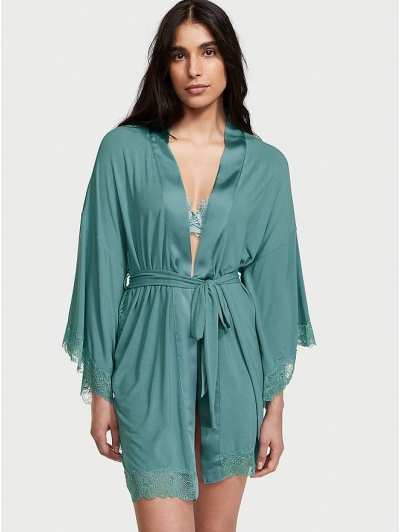 Халат Victoria's Secret Modal Lace-Trim Robe, Бірюзовий