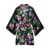 Халат Victoria's Secret Lace Inset Robe з мереживними вставками, Black with flowers