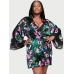 Халат Victoria's Secret Lace Inset Robe з мереживними вставками, Black with flowers