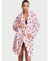 Халат Victoria's Secret Plush Short Cozy Robe, Рожевий в горох