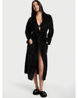 Халат Victoria's Secret Plush Long Robe, Black VS Logo