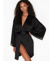 Халат Victoria's Secret Lace Inset Robe з мереживними вставками, Black