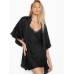 Халат-кімоно Victoria's Secret Flounce Satin Robe, чорний