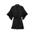 Халат-кімоно Victoria's Secret Flounce Satin Robe, чорний