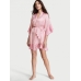Халат-кімоно Victoria's Secret Flounce Satin Robe, рожева смужка