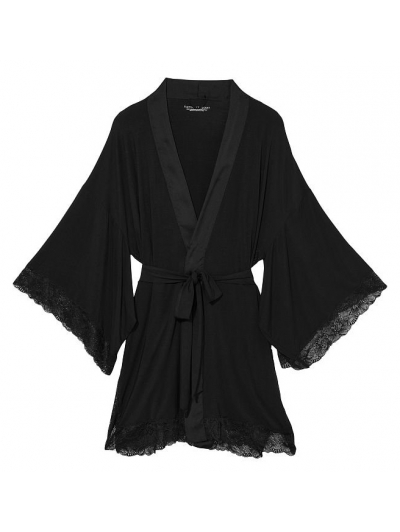 Халат Victoria's Secret Modal Lace-Trim Robe, Чорний