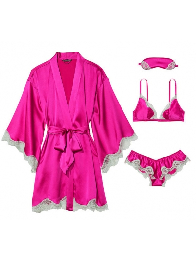 Подарунковий набір 4в1 з натурального шовку Victoria's Secret Very Sexy 4-Piece Silk Gift Set, Bright Magenta