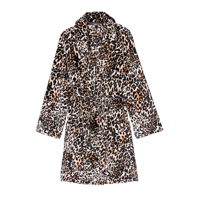Халат Victoria’s Secret Plush Short Cozy Robe, Леопардовий