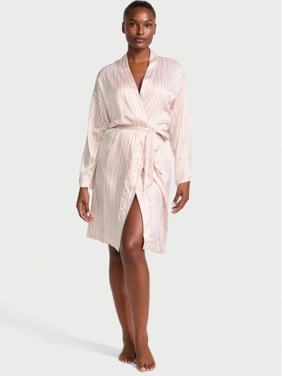 Халат Victoria's Secret Satin Midi Robe, Рожева смужка