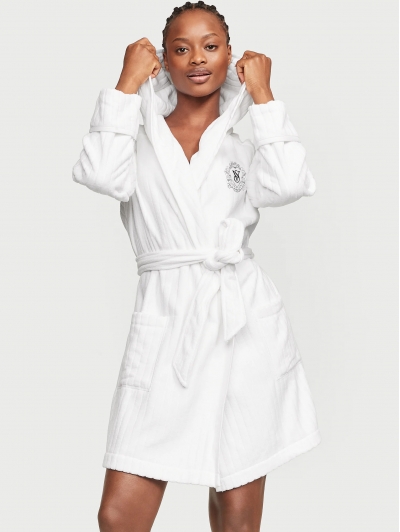 Халат Victoria’s Secret Terry Hooded Short Robe, Білий