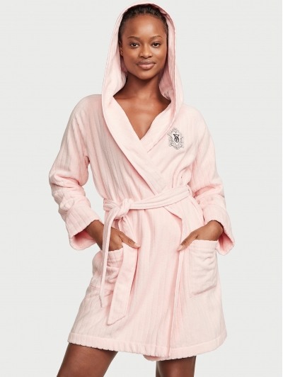 Халат Victoria’s Secret Terry Hooded Short Robe, Рожевий