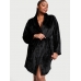 Халат Victoria’s Secret Plush Short Cozy Robe, Чорний з лого VS