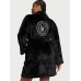 Халат Victoria’s Secret Plush Short Cozy Robe, Чорний з лого VS