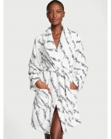 Халат Victoria’s Secret Plush Short Cozy Robe, Білий з лого VS