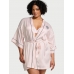 Халат Victoria's Secret Satin Short Piped Robe, Рожева смужка
